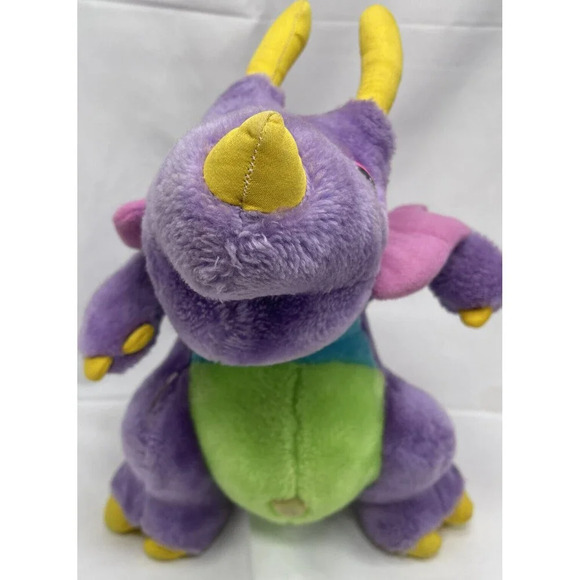 Vintage 1986 Commonwealth Tricertop Dinosnores Plush Rolling Ball Rattle Toy 12” - Picture 2 of 16